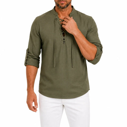 Caspian Men’s Relaxed-Fit Lace-Up Shirt