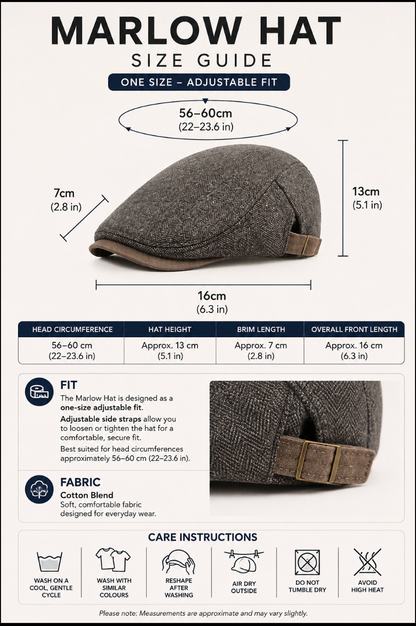 Marlow - Men's Ultra Comfortable Herringbone Cap